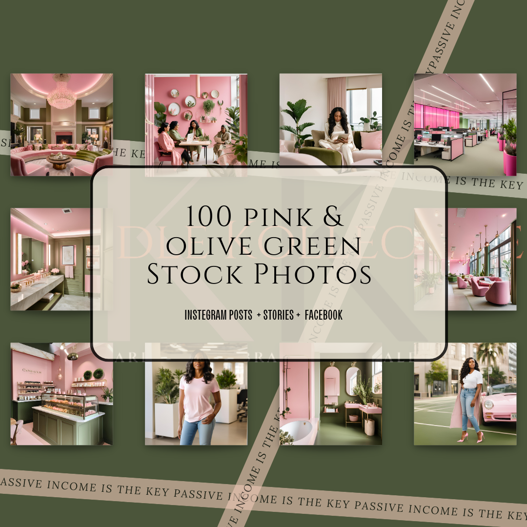 Pink and Olive Green Theme Stock Photos w/ PLR & MRR