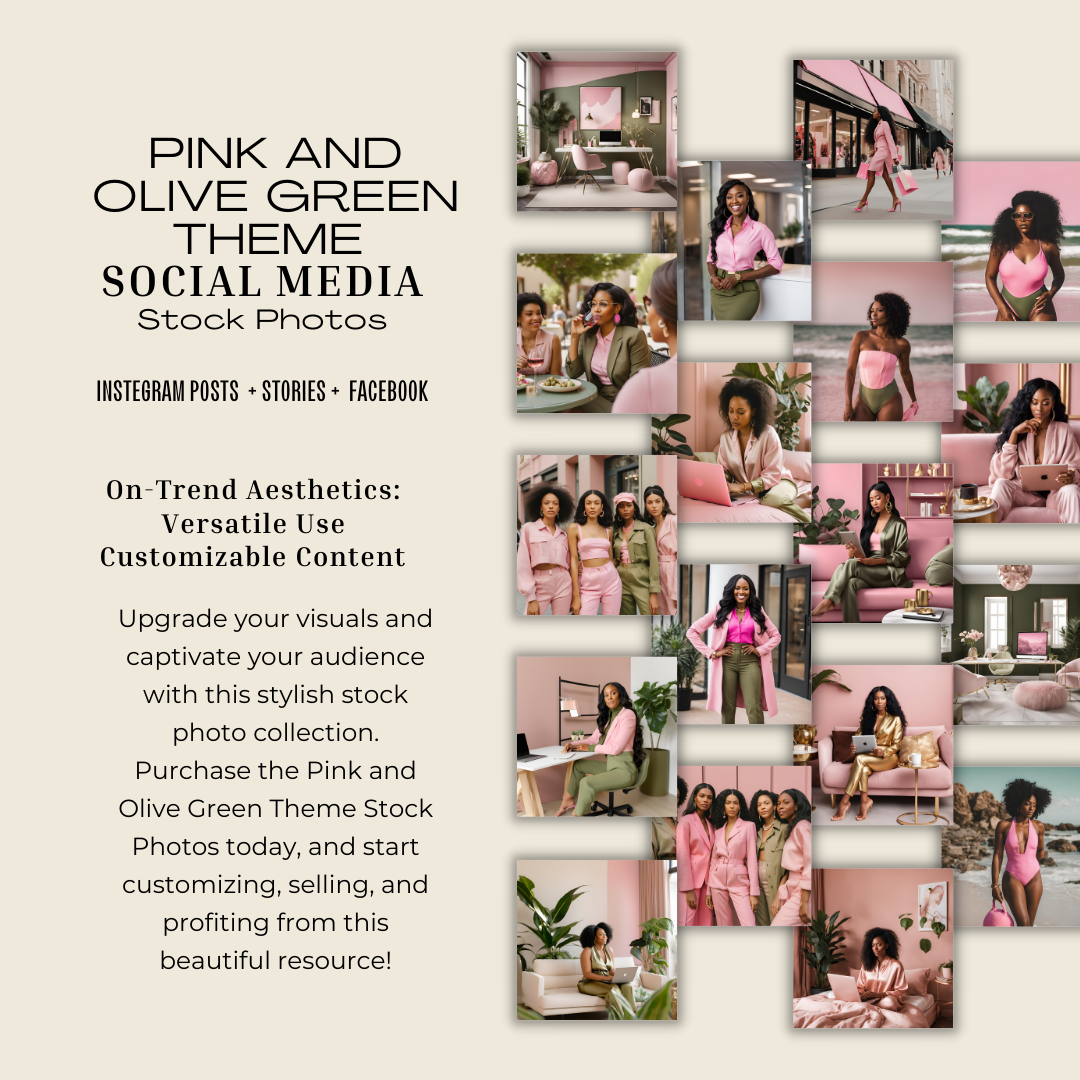 Pink and Olive Green Theme Stock Photos w/ PLR & MRR